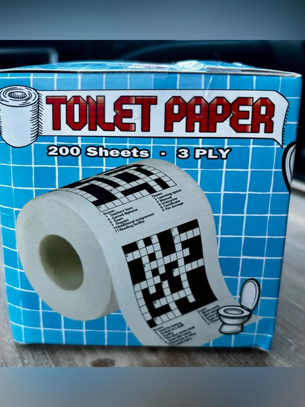 Toilet Paper Crossword Print Roll — 200 sheets -3 ply Great Gift!  NIB